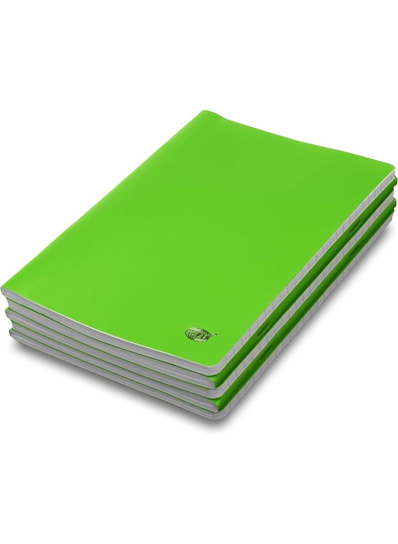 FIS Notebook, A5 Size(148x210mm), PP Soft Cover Materials, Stong Binding Wire, 80 Sheets, Single Line Ruling, Rounded Corners, Packet of 5 Pieces, Neon Green Cover Design-FSNBA5SLPPNGR - Image 1